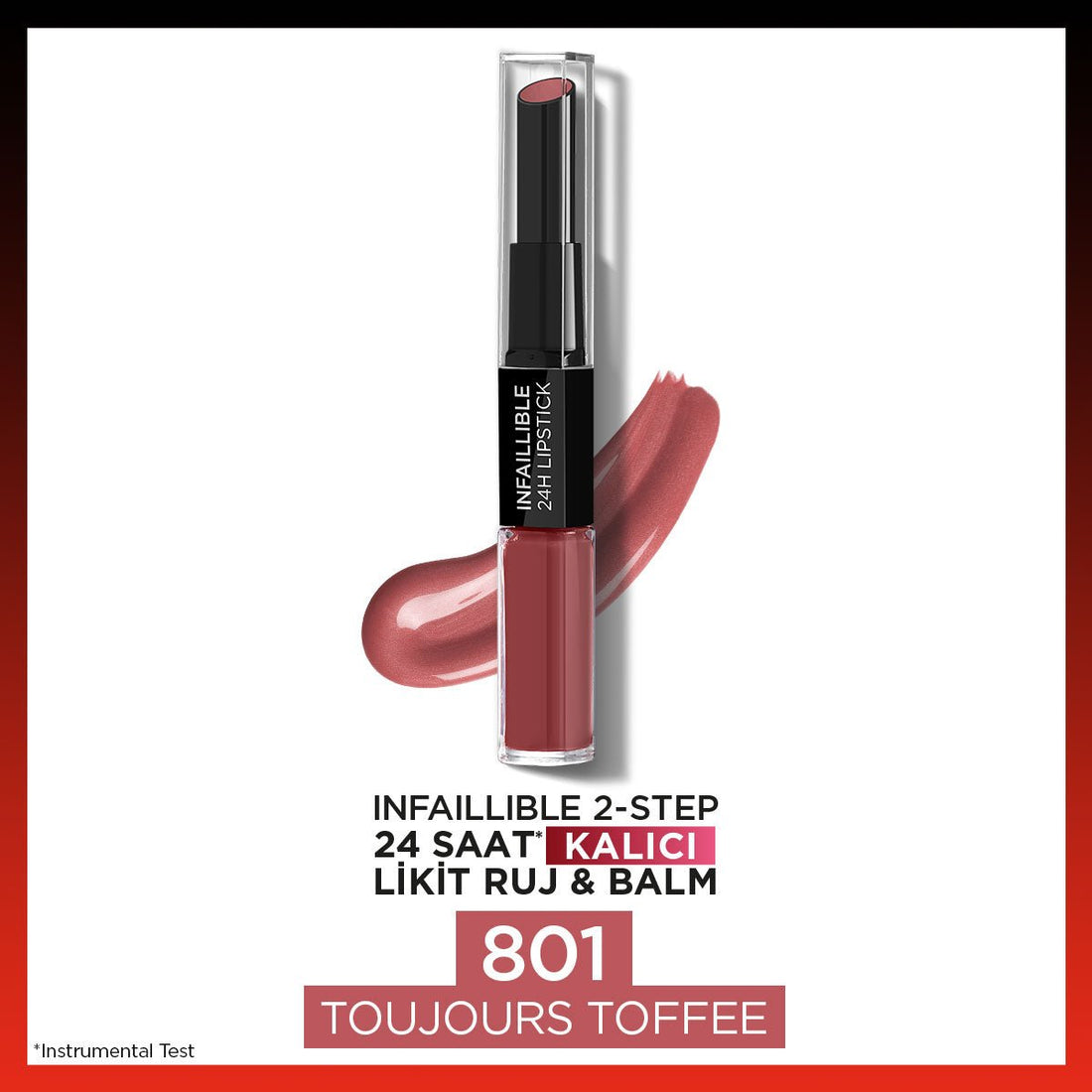 Loreal Paris Infaillible 2-Step 24 Saat Kalıcı Likit Ruj &amp; Balm - 801 Toujours Toffee