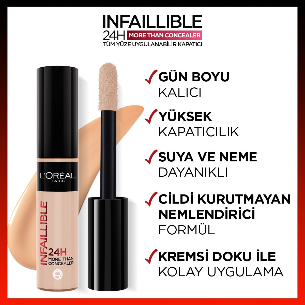 Loreal Paris Infaillible 24H Tüm Yüze Uygulanabilir Kapatıcı - 322 Ivory