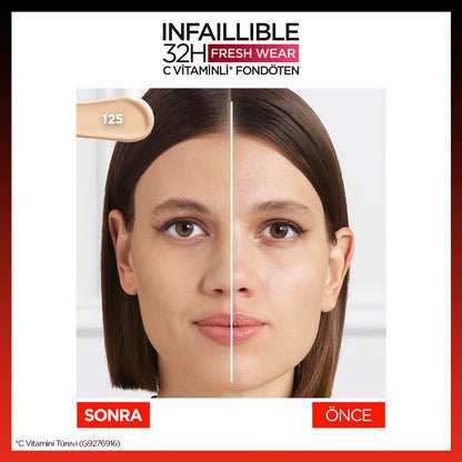 Loreal Paris Infaillible 32H Fresh Wear C Vitaminli Fondöten - 125 Natural Beige