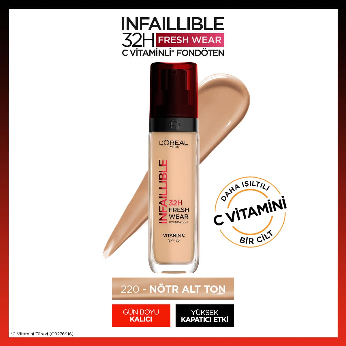 Loreal Paris Infaillible 32H Fresh Wear C Vitaminli Fondöten - 220 Sand