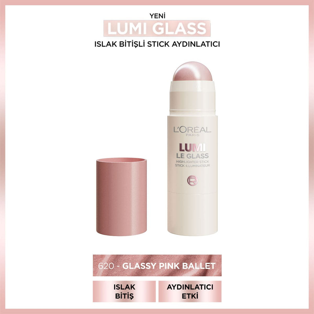 Loreal Paris Lumi Glass Islak Bitişli Stick Aydınlatıcı - 620 Glassy Pink Ballet