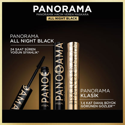 Loreal Paris Panorama Hacim Veren Maskara All Night Black - Siyah