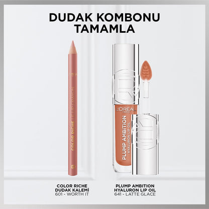 Loreal Paris Plump Ambition Hyaluron Lip Oil Besleyici ve Nemlendirici Dudak Parlatıcısı - 641 Latte Glace