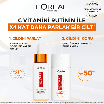 Loreal Paris Revitalift Clinical %12 Saf C Vitamini Aydınlatıcı, Ton Eşitleyici, Gözenek Karşıtı Serum 30 ml