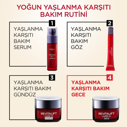 Loreal Paris Revitalift Lazer X3 Yoğun Yaşlanma Karşıtı Gece Bakım Kremi
