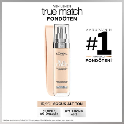 Loreal Paris True Match Bakım Yapan Fondöten - 1C Soğuk Alt Ton