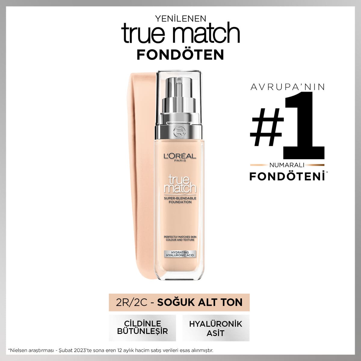 Loreal Paris True Match Bakım Yapan Fondöten - 2C Soğuk Alt Ton