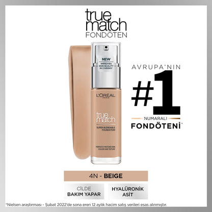Loreal Paris True Match Bakım Yapan Fondöten 4N BEIGE
