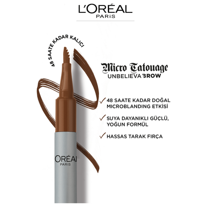Loreal Paris Unbelieva Brow Micro Tatouage Kaş Kalemi - 108 Dark Brunette