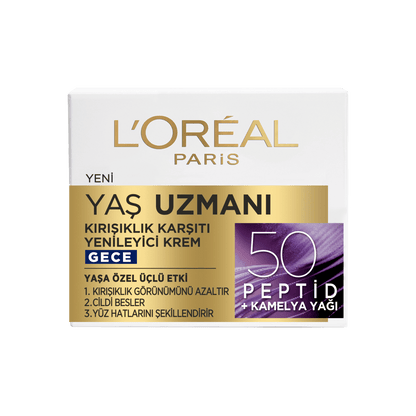 Loreal Paris Yaş Uzmanı 50+ Kırışıklık Karşıtı Yenileyici Gece Kremi 50 ml