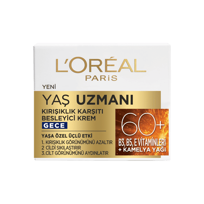 Loreal Paris Yaş Uzmanı 60+ Kırışıklık Karşıtı Besleyici Gece Kremi 50 ml