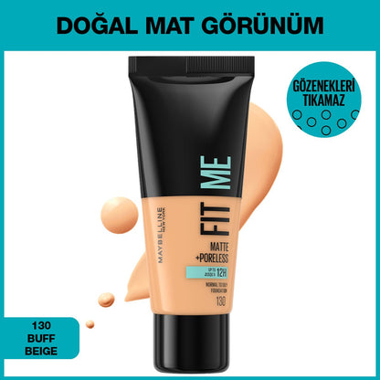Maybelline New York Fit Me Matte+Poreless Fondöten - 130 Buff Beige
