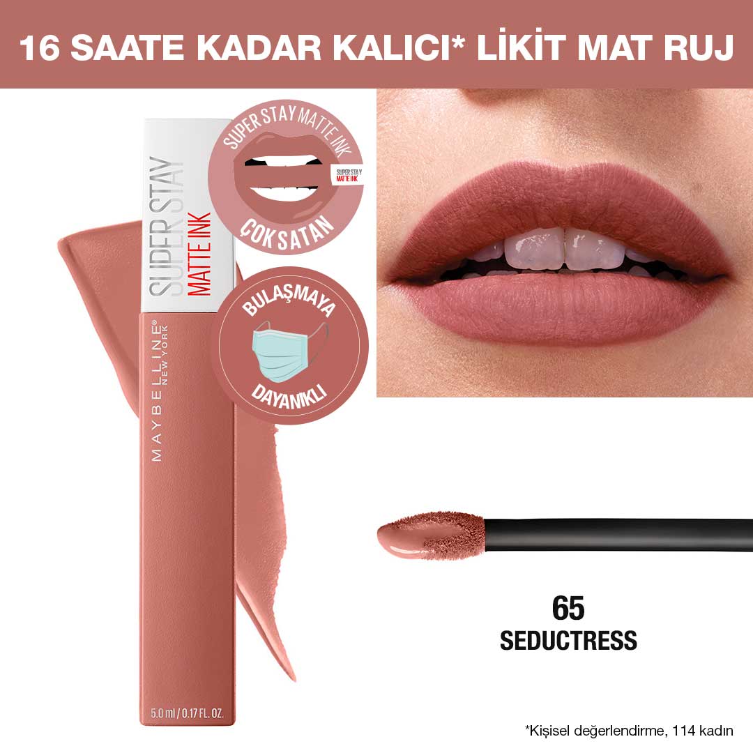 Maybelline New York Super Stay Matte Ink Likit Mat Ruj - 65 Seductress - Nude