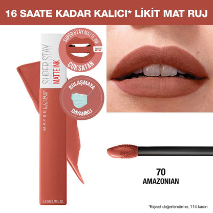 Maybelline New York Super Stay Matte Ink Likit Mat Ruj - 70 Amazonian - Kahverengi