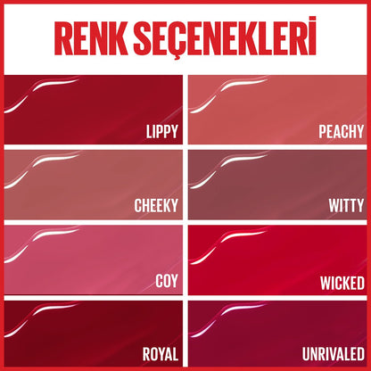 Maybelline New York Super Stay Vinyl Ink Uzun Süre Kalıcı Likit Parlak Ruj 10 Lippy