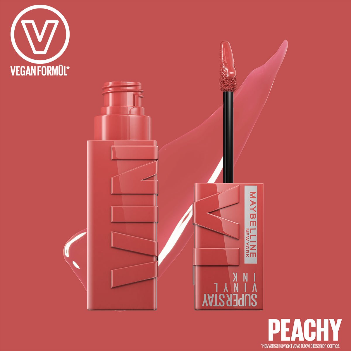 Maybelline New York Super Stay Vinyl Ink Uzun Süre Kalıcı Likit Parlak Ruj 15 Peachy