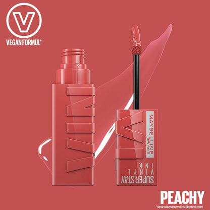 Maybelline New York Super Stay Vinyl Ink Uzun Süre Kalıcı Likit Parlak Ruj 15 Peachy