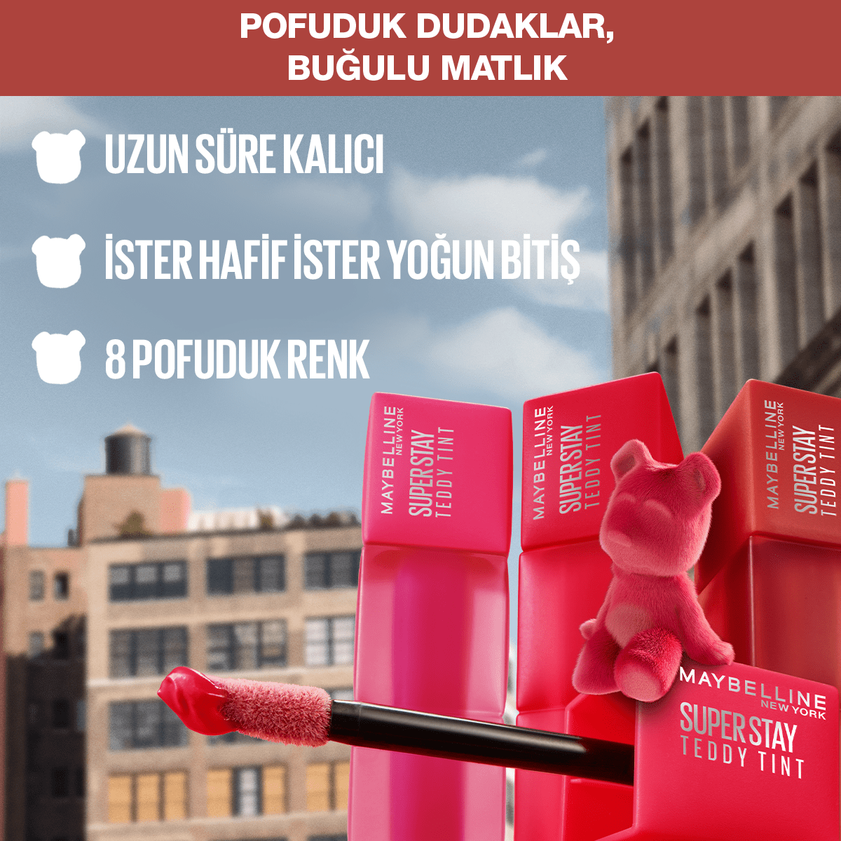 Maybelline Super Stay Teddy Tint Uzun Süre Kalıcı Likit Mat Tint 25 Baby Tee
