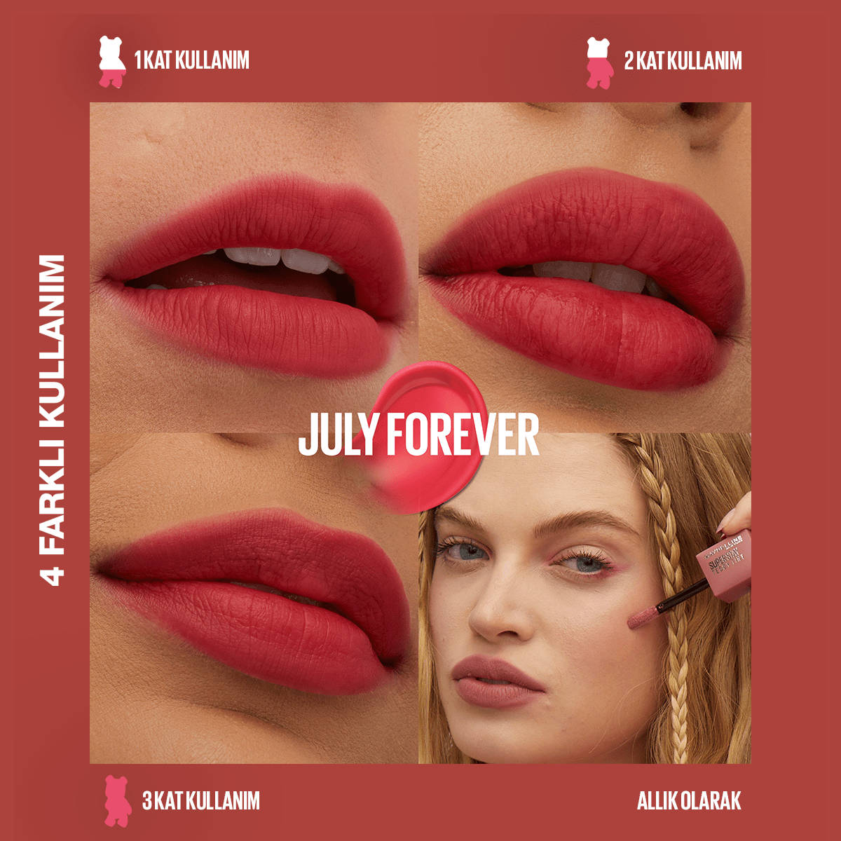 Maybelline Super Stay Teddy Tint Uzun Süre Kalıcı Likit Mat Tint 35 July Forever