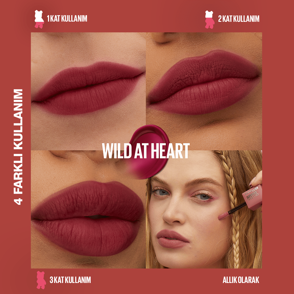 Maybelline Super Stay Teddy Tint Uzun Süre Kalıcı Likit Mat Tint 50 Wild at Heart