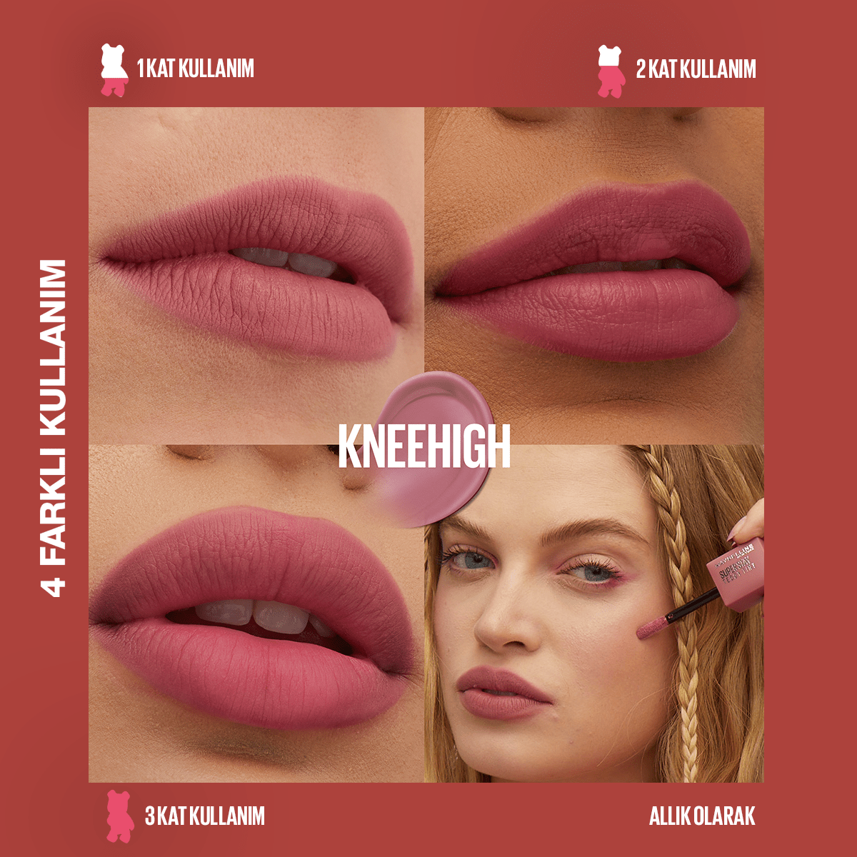 Maybelline Super Stay Teddy Tint Uzun Süre Kalıcı Likit Mat Tint 55 Knee High