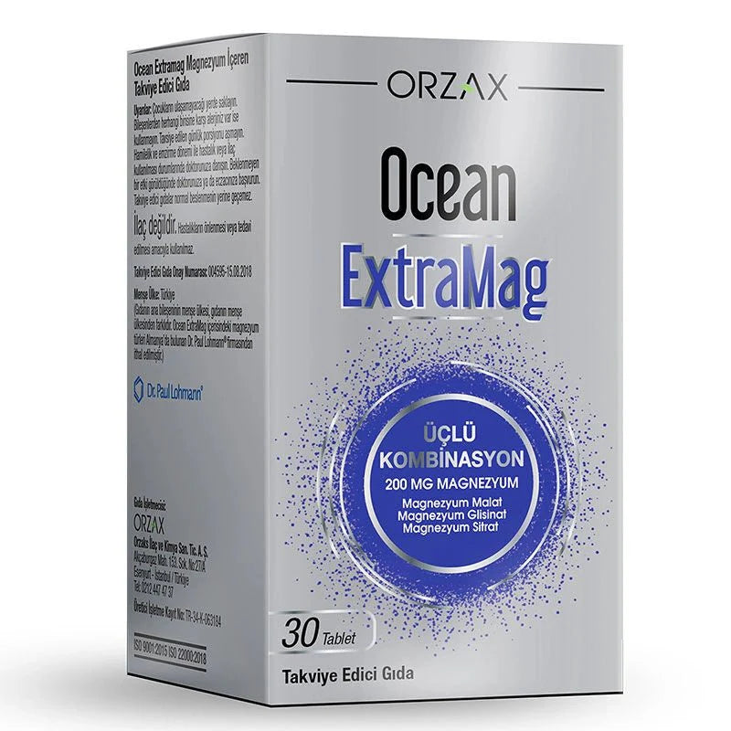Orzax Ocean ExtraMag Üçlü Magnezyum Kombinasyonu 30 Tablet